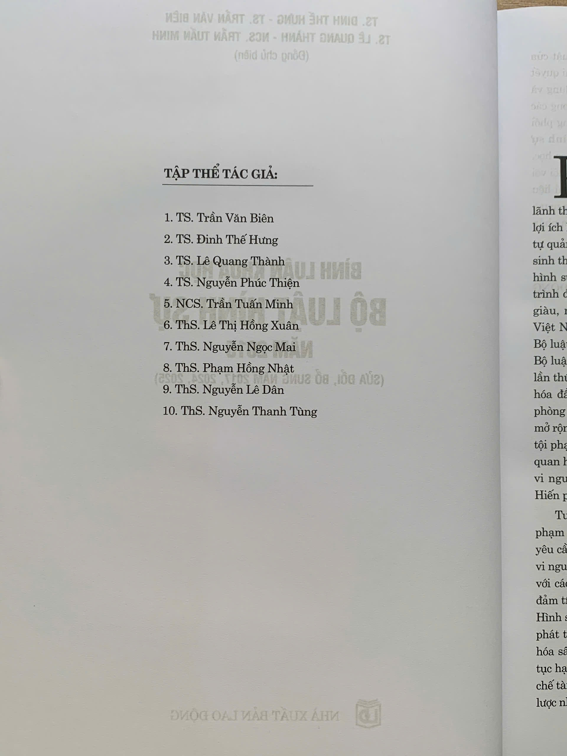 Bình luận khoa học Bộ luật Hình sự năm 2015 (sửa đổi, bổ sung năm 2017, 2024, 2025)