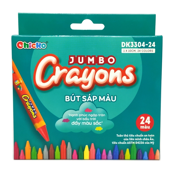 Bút Sáp Màu Chicko Jumbo Crayons - 24 Màu - DK3304-24