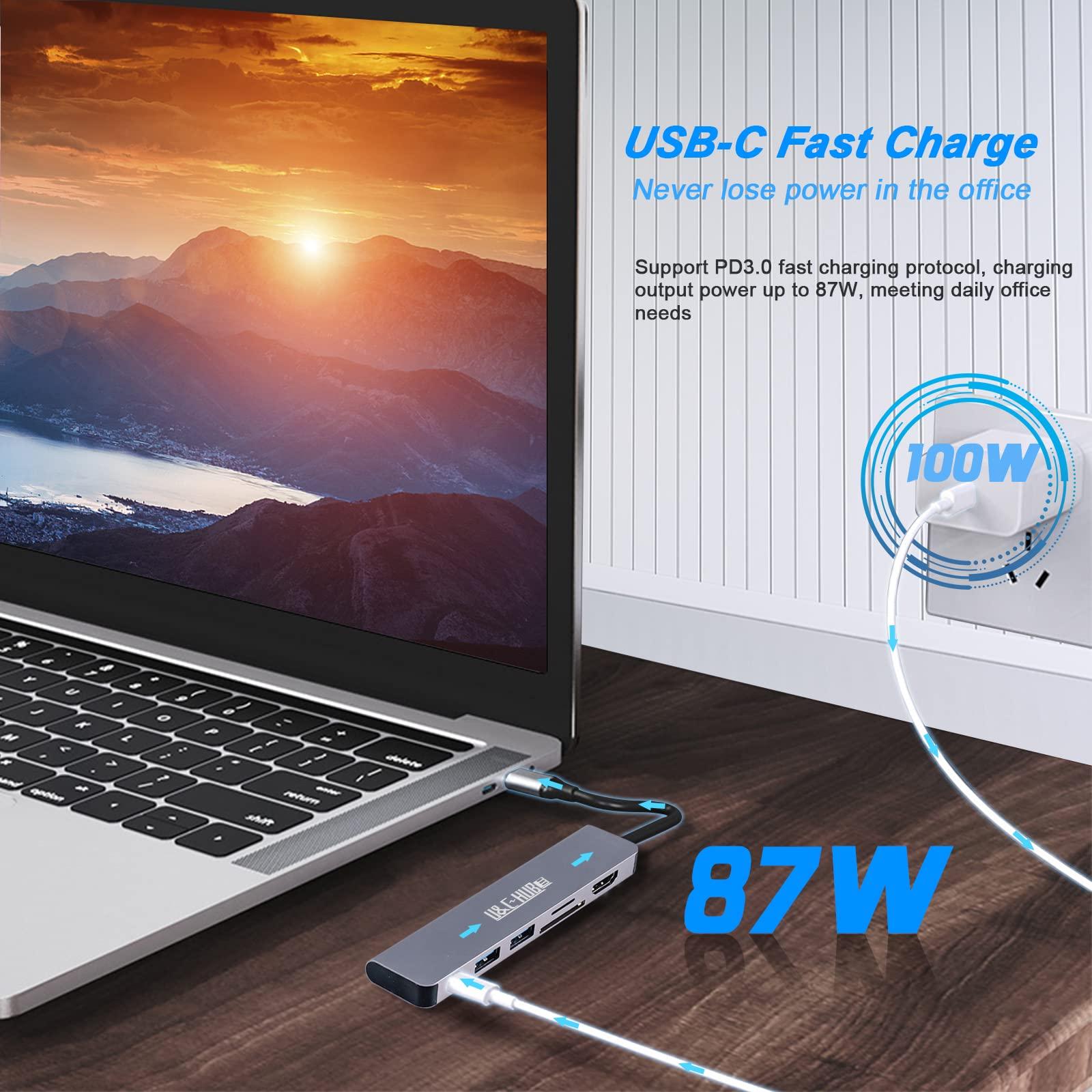 Trung tâm USB C, trạm nối, bộ chuyển đổi USB C 10 trong 1 với 4K HDMI, VGA, loại C PD, cổng USB 3.0, RJ45 Ethernet, Thẻ SD/TF-Thẻ, 3,5mm AUX, tương thích với Pro/Air, Thêm các thiết bị loại C