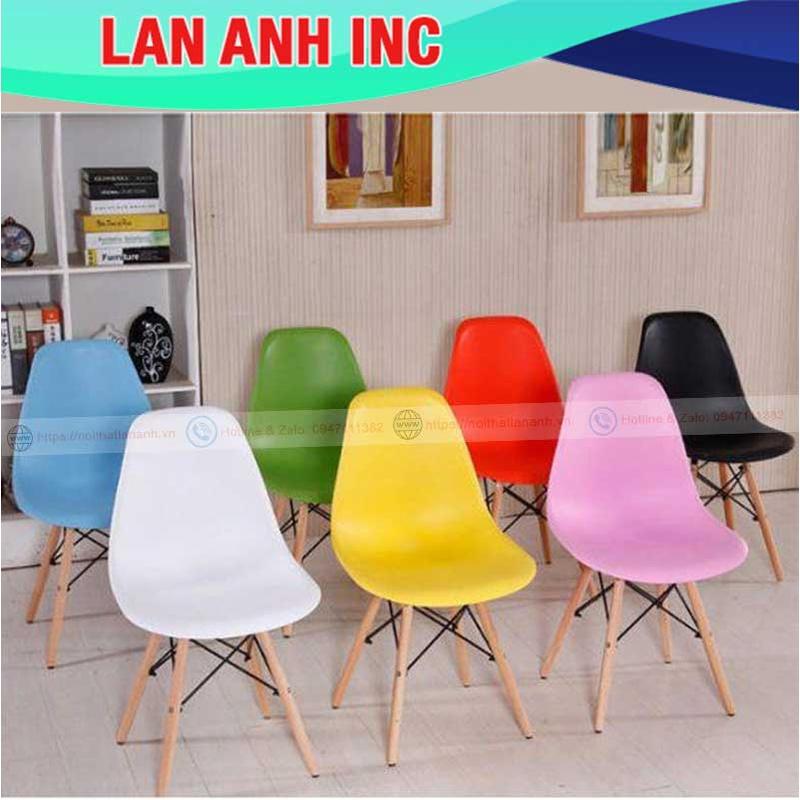 Ghế nhựa cafe văn phòng đẹp chân gỗ tựa lưng cao giá rẻ eames LAG128c