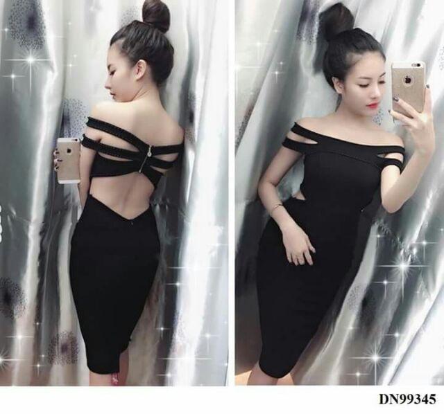 Đầm body phối sọc cá tính
