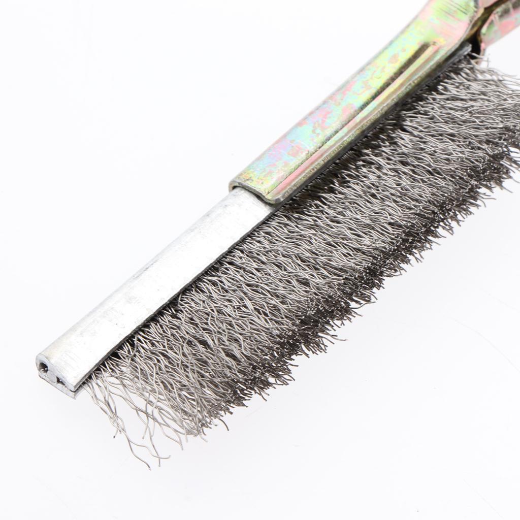 2pcs Stainless Steel Handle Wire Brush for Rust Paint Straight Head