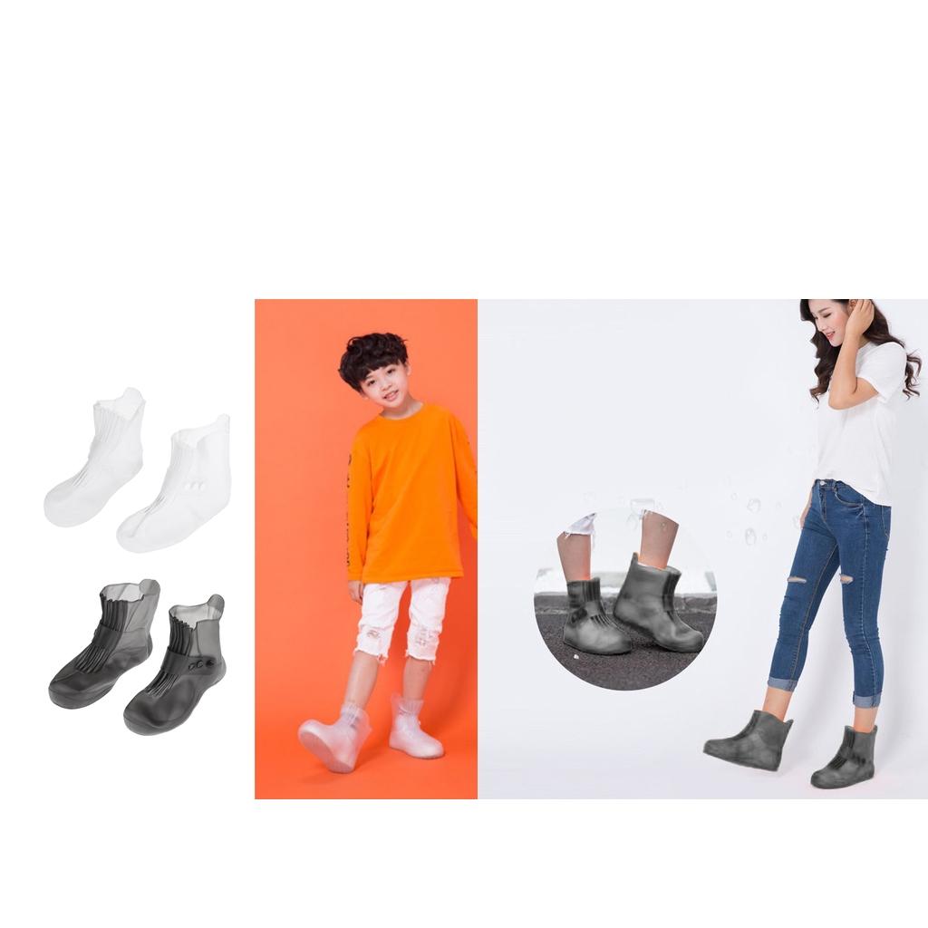 Kids Men Women Reusable Waterproof Rain Shoe Cover Overshoes Clear Size 1