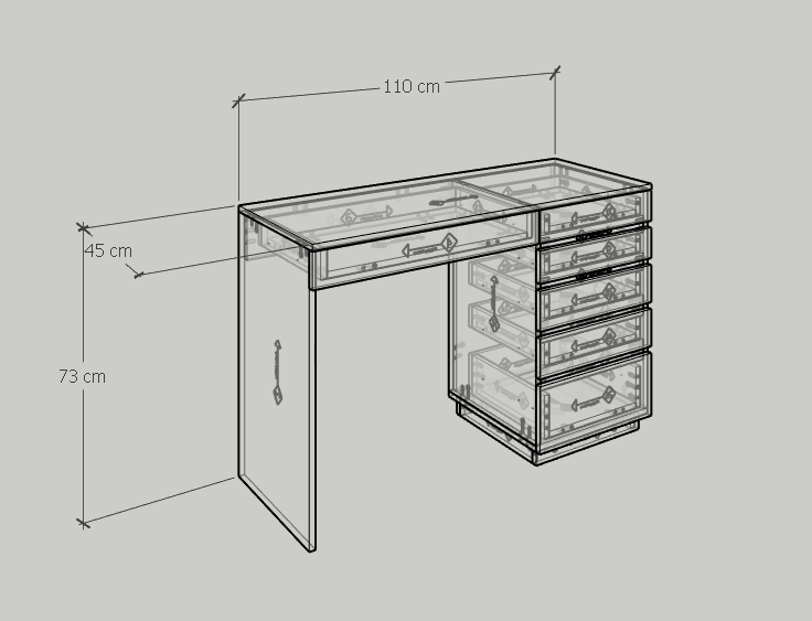 [Happy Home Furniture] MACRO, Bàn làm việc - 6 ngăn kéo,  110cm x 45cm x 73cm ( DxRxC), BAN_009