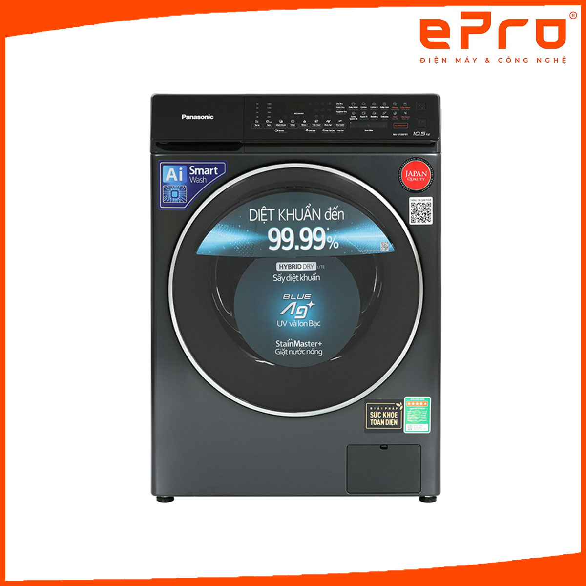 Máy giặt Panasonic Inverter 10.5 kg NA-V105FR1BV - Hàng chính hãng