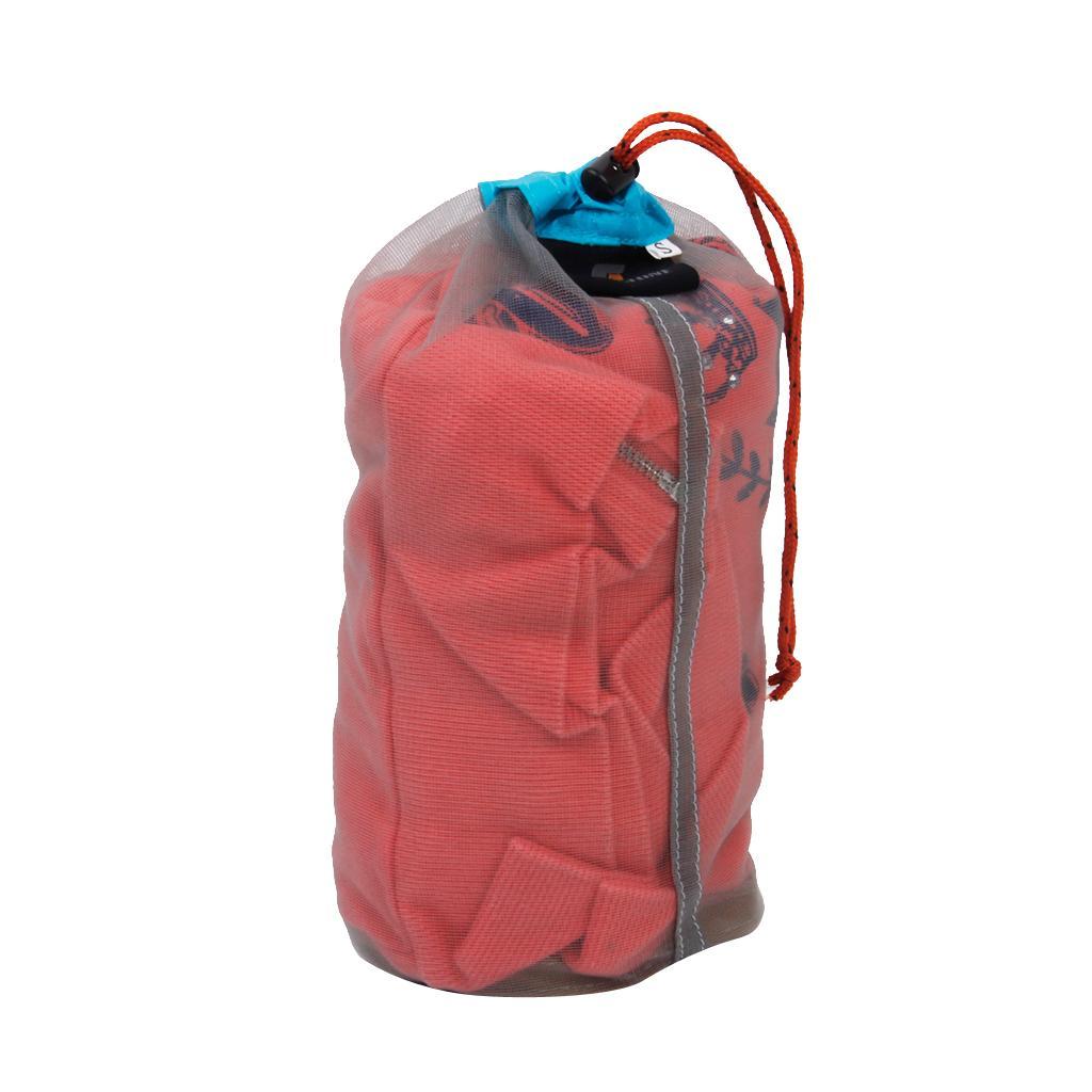 Camping Sport Drawstring Compression Stuff Sack Organizer Mesh Bag 25 x 18cm