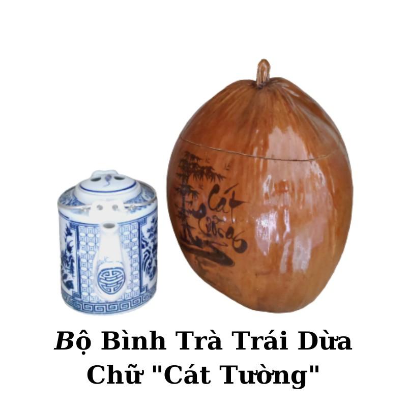 Bộ Giữ Ấm Bình Trà Trái Dừa Hoa Văn Lồng Chữ &quot;Gia Đình&quot;; Chữ &quot;Cát Tường&quot; - Bình Trà 500 - 1000ml