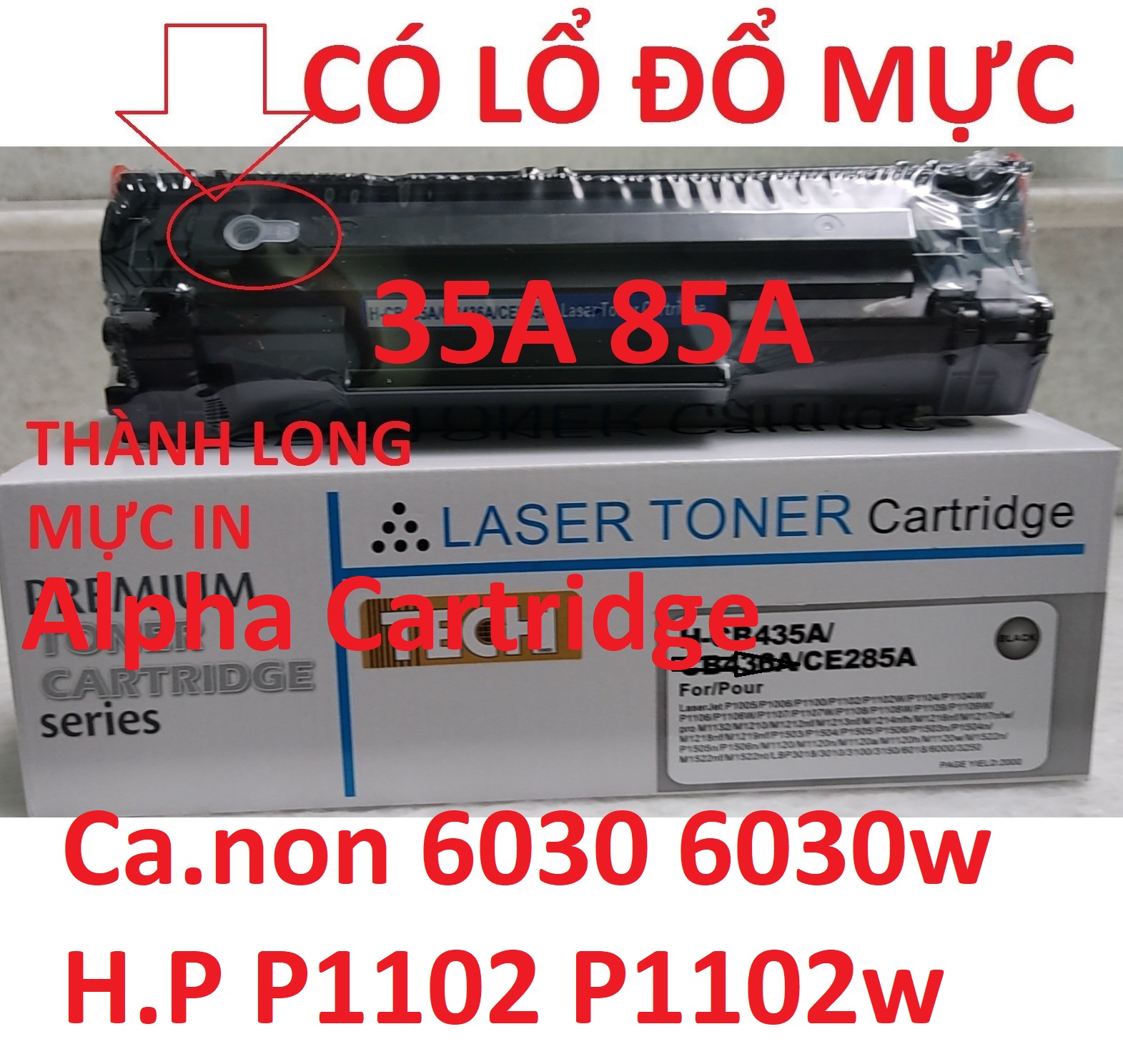 Hộp Mực 85A dành cho Canon LBP 6030w F166400 6000 6030 3050 6018 312-325 MF 3010 Mực in HP P1102 P1102w M1136 M1130 M1132mf M1212nf M1139 - Hàng chính hãng Alpha Cartridge