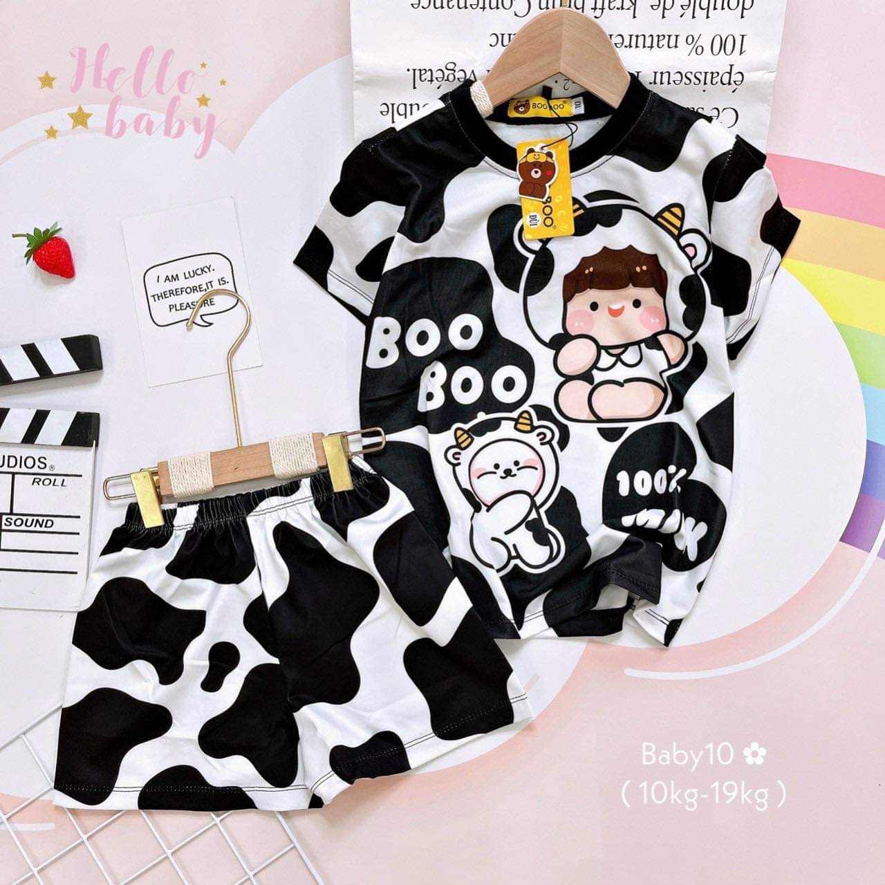 [HCM] (14-20kg) Đồ bộ baby cho bé trai mặc nhà/mặc ngủ đùi in 3D chất thun lạnh rất mát tay khi sờ, ko xù lông và bề mặt bóng loáng. Đồ bộ bé trai thun lạnh. Đồ bộ bé trai 20kg. doraemon-báo hồng-mickey-donald-gấu pooh-bò sữa Boo