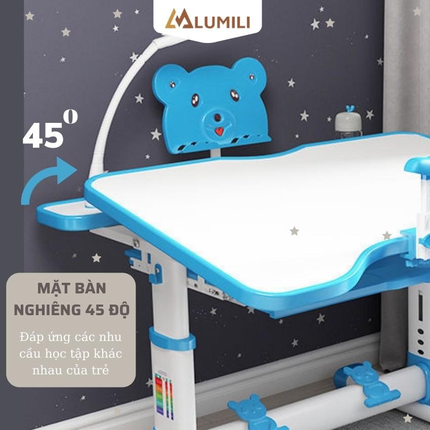 Bàn học sinh thông minh chống gù chống cận lumili B8 nâng hạ độ cao nghiêng mặt bàn cho bé