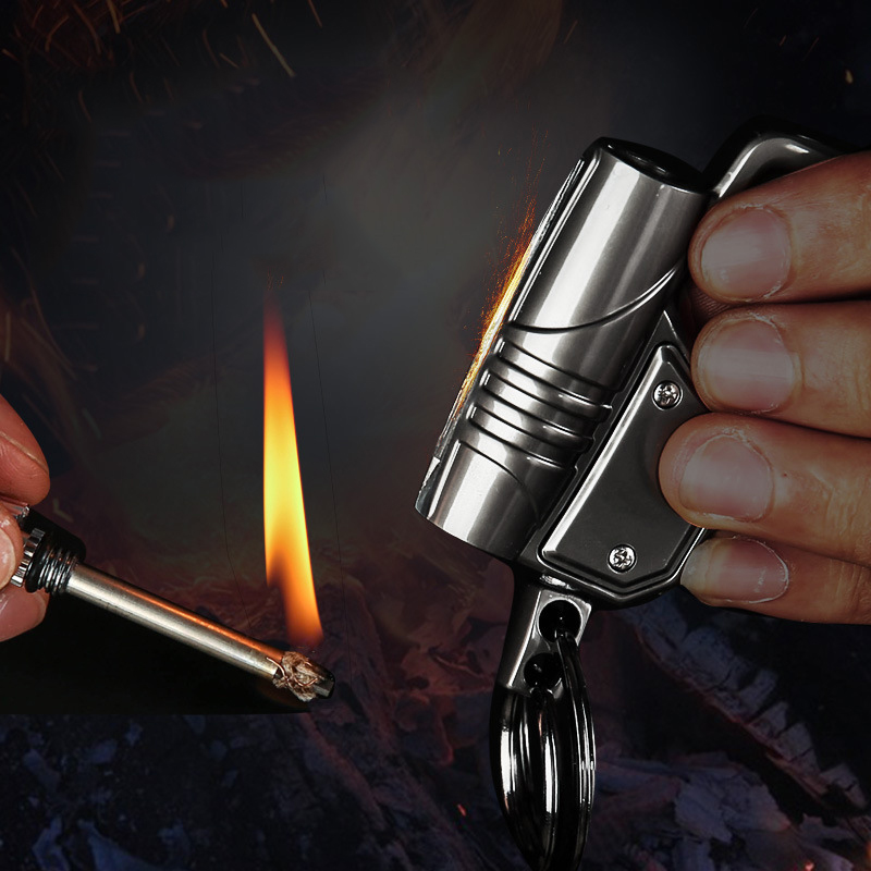 Hộp Quẹt Bật Lửa Diêm Xăng Kiêm Móc Khóa, Hỗ Trợ Đèn Pin BCZ2- 572 Cao Cấp `