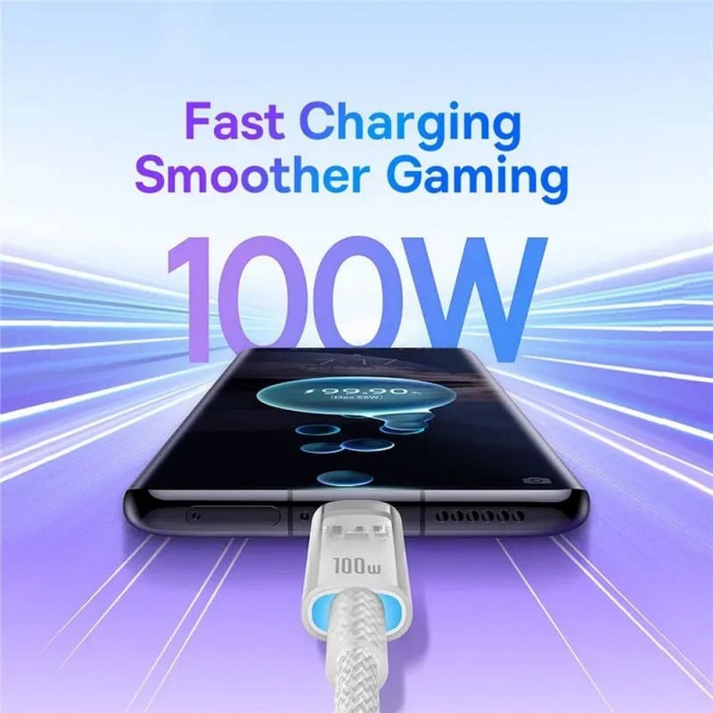 Cáp Sạc Nhanh Baseus Explorer Series 2 Fast Charging Cable Type-C to Type-C 100W Cho Macbook Laptop Điện Thoại (Smart Power-Off Fast Charging Cable with Smart Temperature Control) - Hàng chính hãng