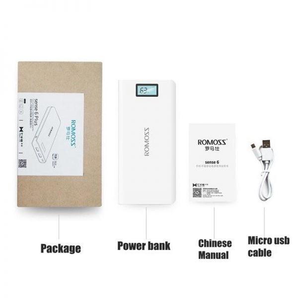 Pin sạc dự phòng ROMOSS Sense dành cho 6 Plus 20000mAh,HÀNG CHÍNH HÃNG