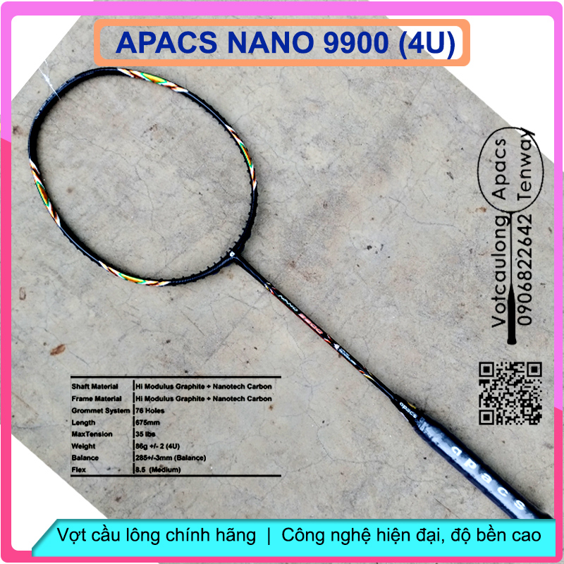 Vợt cầu lông Apacs Nano 9900 (4U) | Vợt chính hãng, thích hợp đánh phong trào