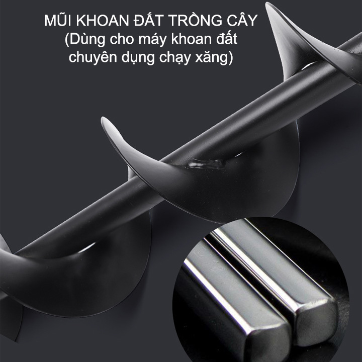 01 Mũi khoan đất trồng cây kích cỡ lớn, đường kính 10-15cm, dài 80cm