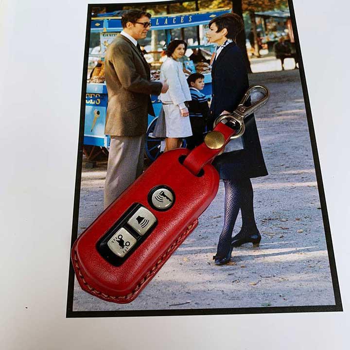 Bao da chìa khóa SH - màu đỏ - da bò thật - handmade DT384