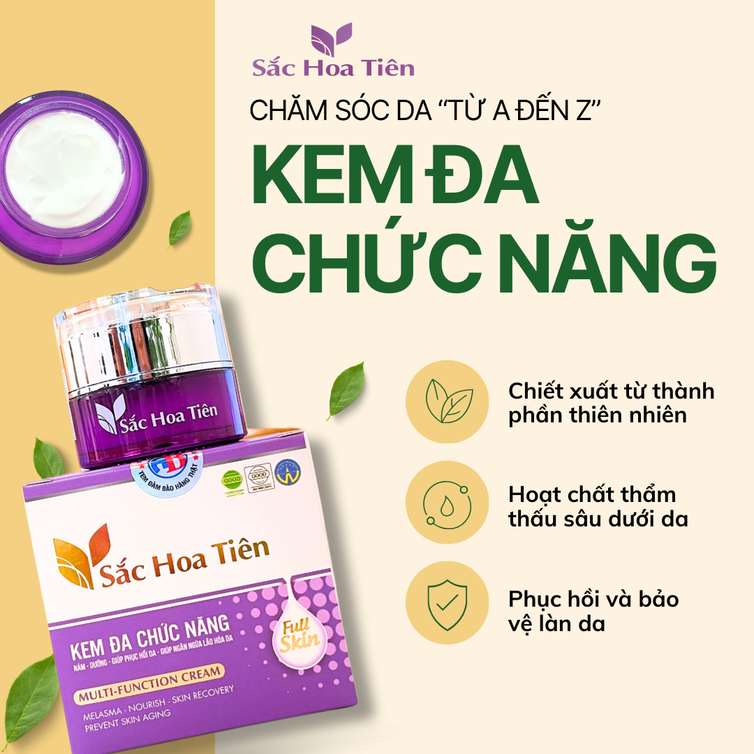 KEM ĐA CHỨC NĂNG NÁM – DƯỠNG – GIÚP PHỤC HỒI DA – GIÚP NGĂN NGỪA LÃO HÓA DA  SẮC HOA TIÊN CHÍNH HÃNG