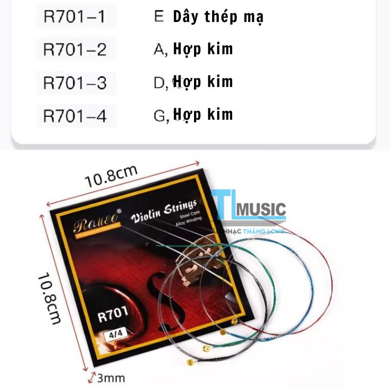 Bộ Dây Đàn Violin Romeo R701 4/4 Alice Dây Thép Chống Gỉ Âm Sáng Ổn Định Giá Tốt