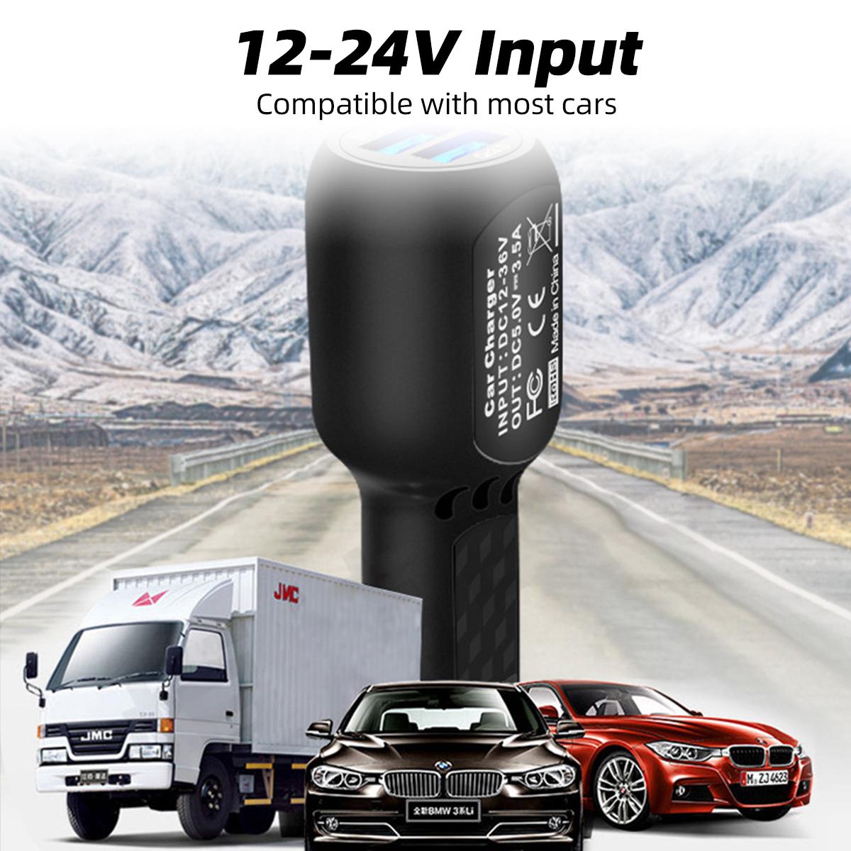 2 Cổng USB Bộ điều hợp bộ sạc xe hơi USB với cáp 3,5m cho máy ảnh DVR Dash