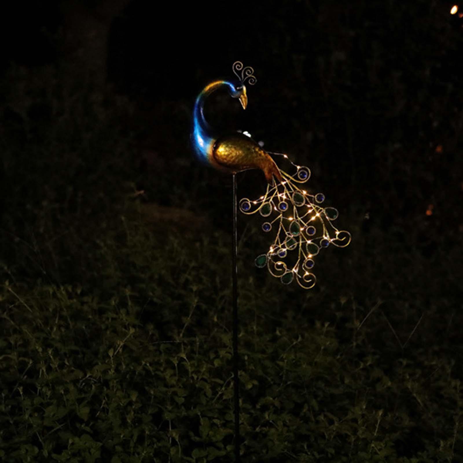Solar Garden Lights Peacock Figurine Lights Garden Stakes Lamp for Pathway