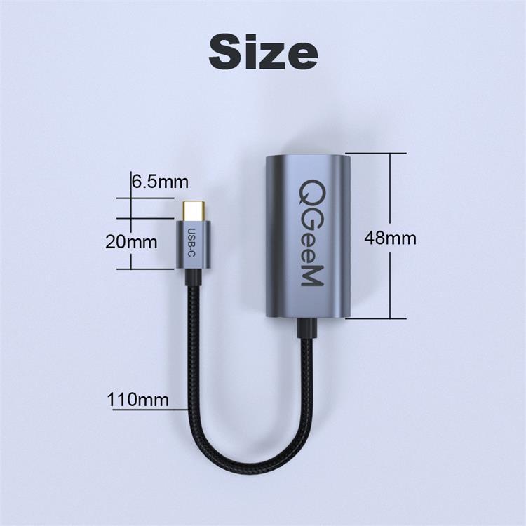 Cáp chuyển đổi Type c sang DisplayPort QGeeM 4K@60Hz Ulltral HD dây dù cao cấp- Hàng nhập khẩu