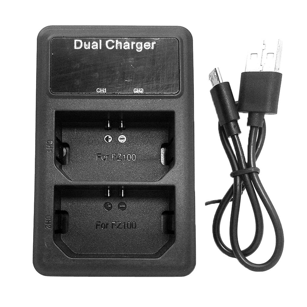 LCD Display Battery Charger Charging Stand with USB Port for  NP-FZ100