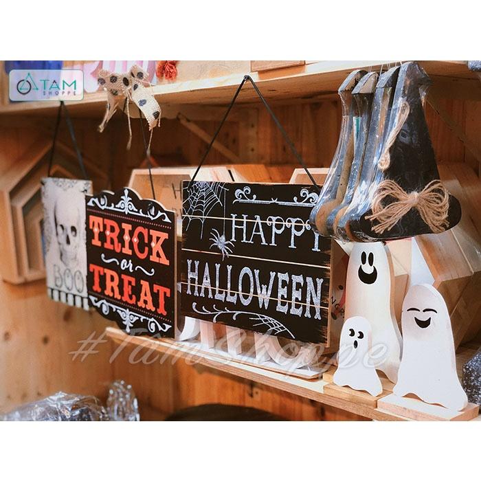 Bảng gỗ treo cửa Halloween ép giấy in họa tiết HLW-BTC-07