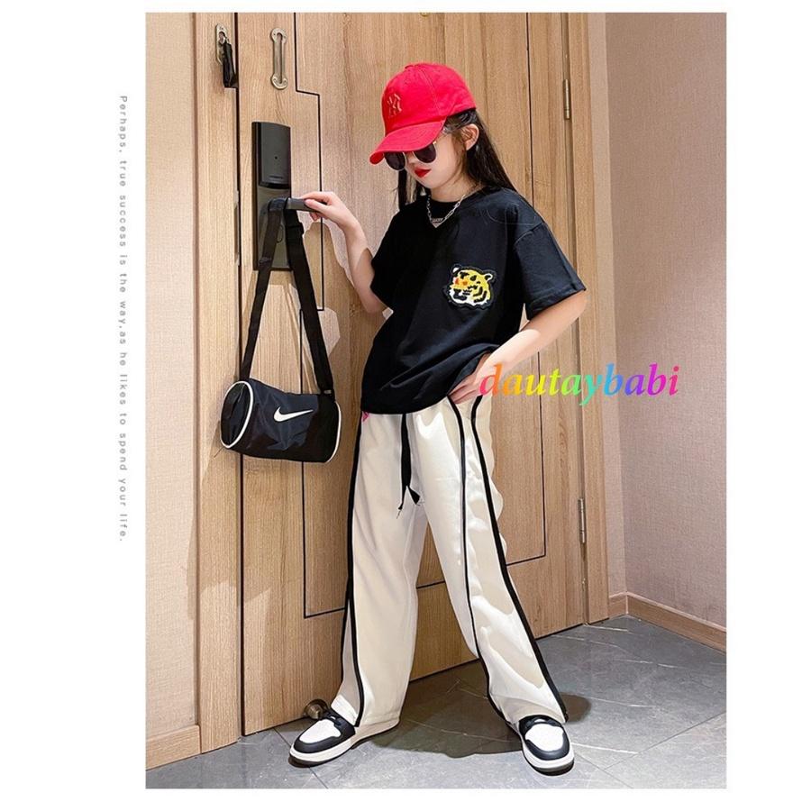 Set bộ thể thao bé gái size đại học nhảy áo in cọp quần ống rộng sành điệu cá tính thun cotton mềm mát cho bé10-52kg