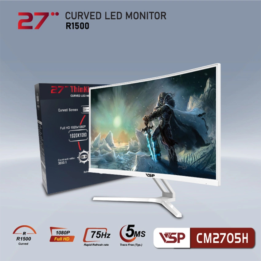 Màn hình máy tính cong VSP CM2705H (27Inch/FHD/75Hz/VA/5ms) - Hàng Chính Hãng