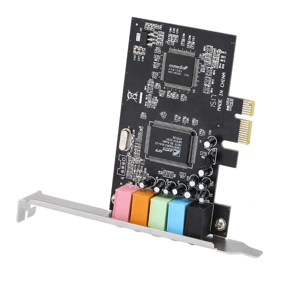 Card PCI-E Express 5.1 Âm Thanh Vòm 5 Cổng Cho Máy Tính Để Bàn, Màu Đen