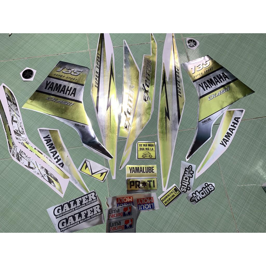 Tem exciter 135 yamaha vàng gold crom