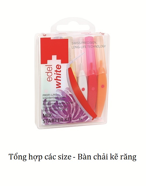 Bàn chải kẽ răng edelwhite tổng hợp size - Bộ 6 chiếc dòng cao cấp