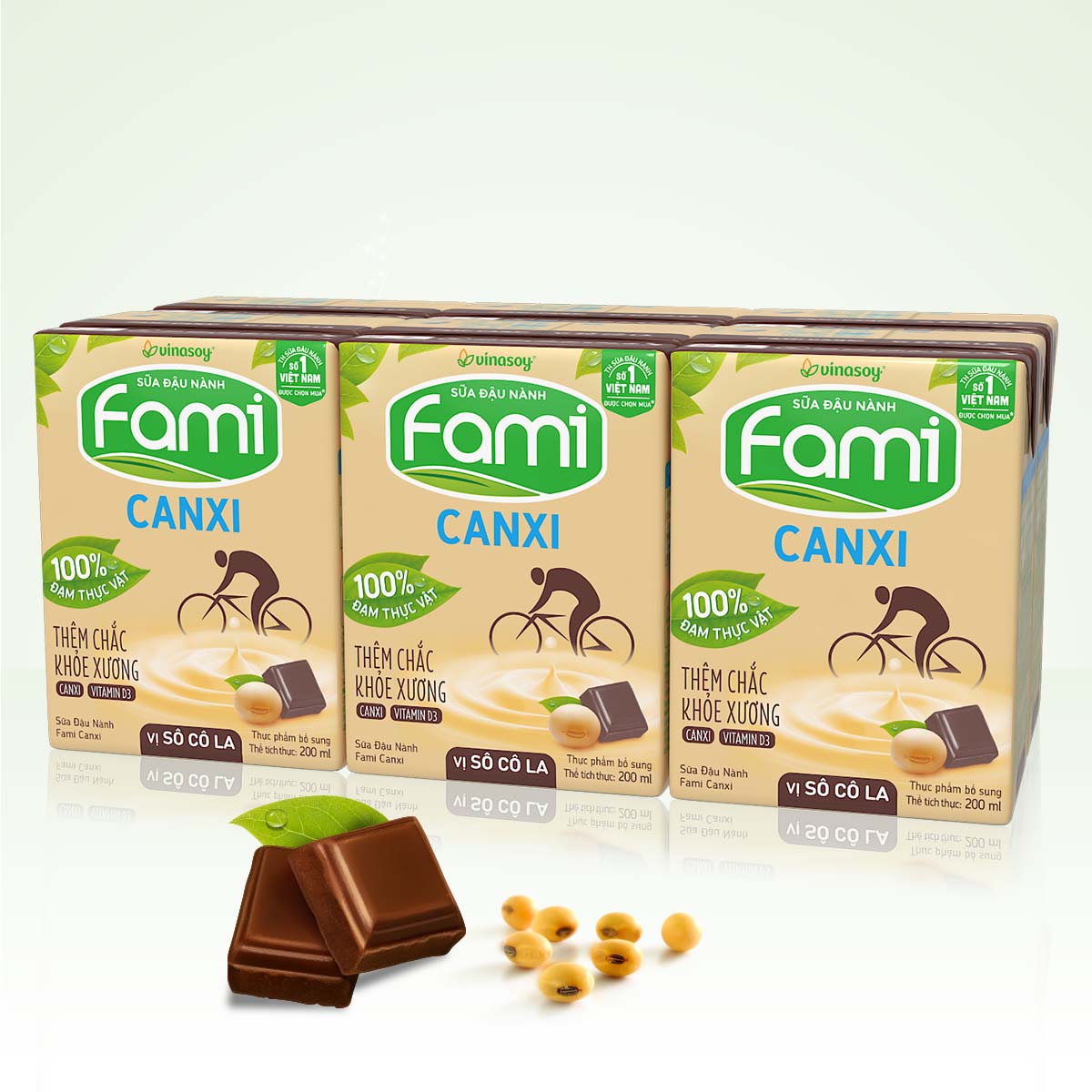 Thùng sữa đậu nành Fami Canxi Vị sô cô la hộp
