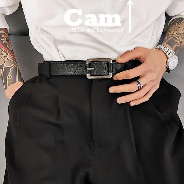 Thắt Lưng Nam Nữ DG - Dây Lưng Nam Nữ Unisex Mặt Kim Loại Da PU Hàn Quốc Mặt Vuông Màu Đen Đẹp - DG - Camcamvintage
