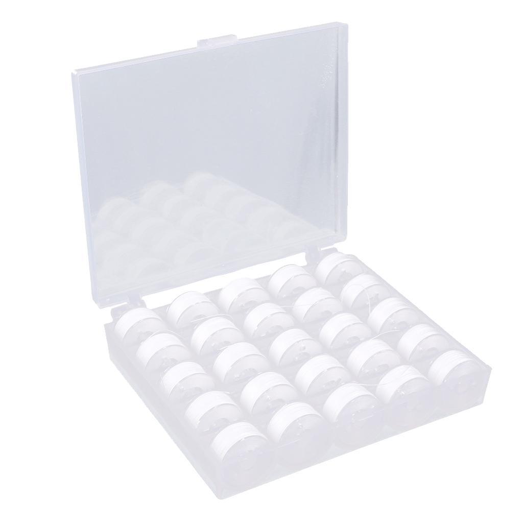 50Pcs Polyester Sewing Machine Thread String Bobbins with Plastic Case