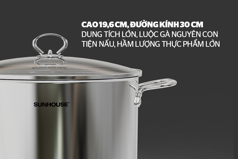 Nồi Luộc Gà Inox Sunhouse SHG115-30 (30cm) Dùng Mọi Bếp - Hàng Chính Hãng