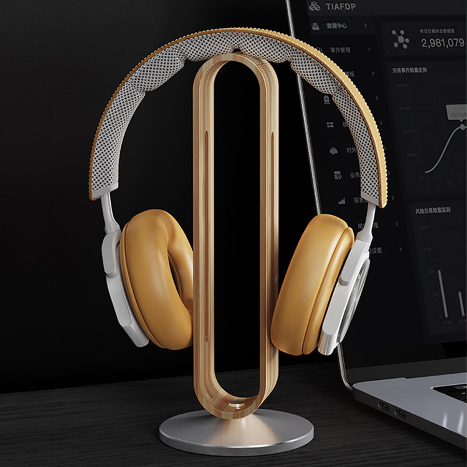 Headphone Stand Natural Wood Mount for Most Headphones Grey