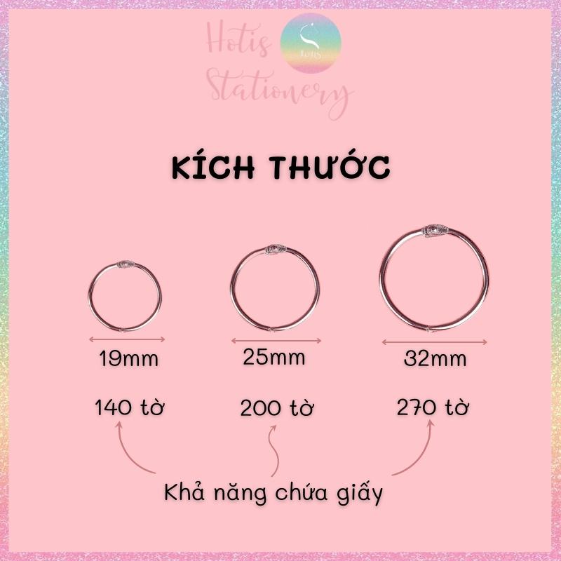 Khoen tròn làm flashcard, đóng gáy, khoen còng inox - Màu vàng hồng, bạc