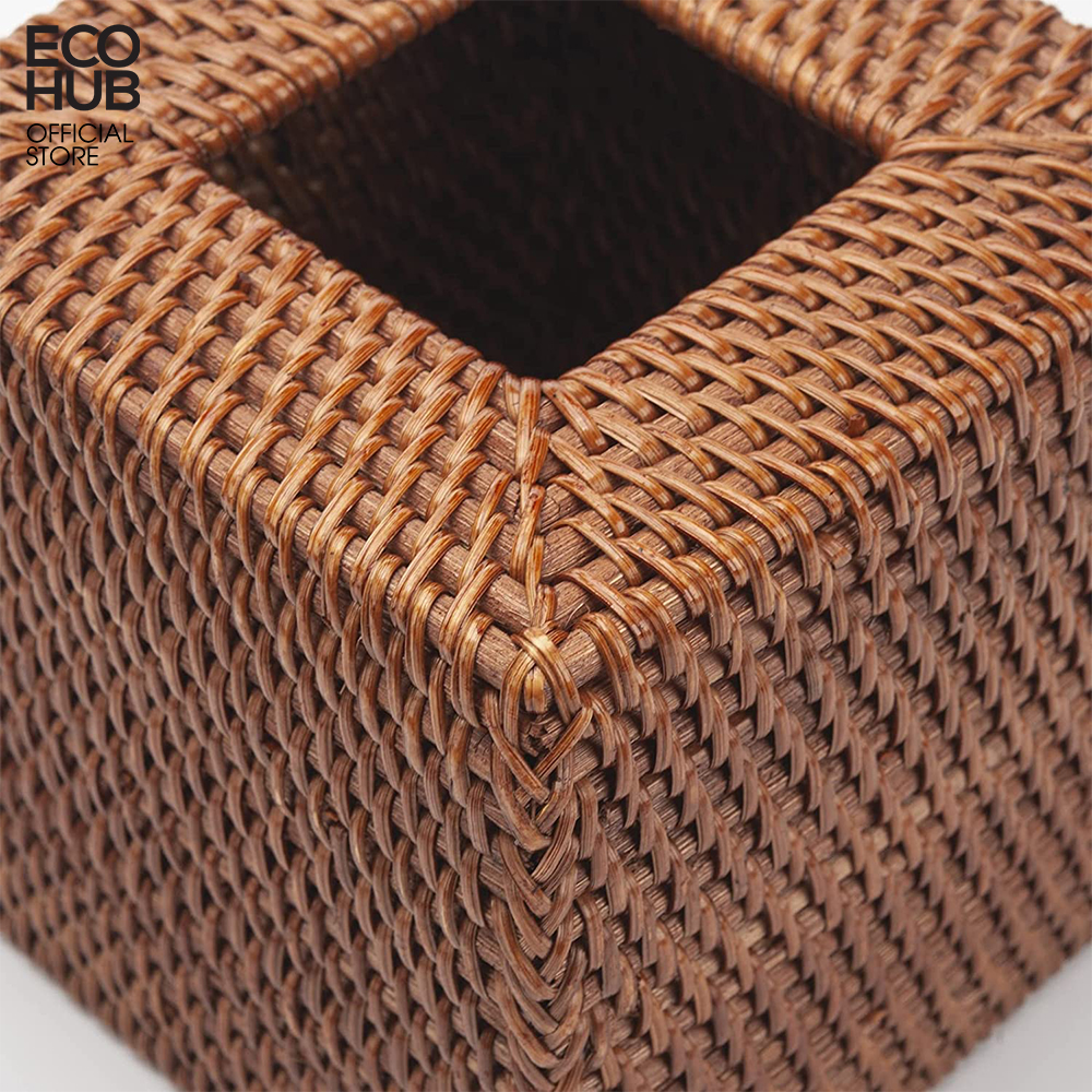 Hộp đựng khăn giấy ECOHUB hình vuông bằng mây (ECOHUB Square Rattan Tissue Box)