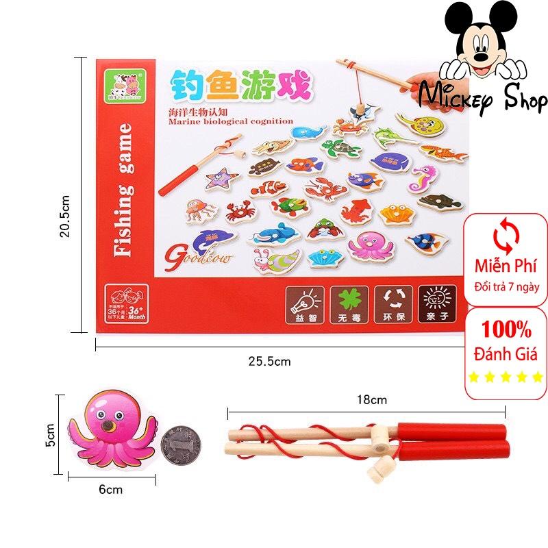 Bộ Câu cá 32 chi tiết, Câu sinh vật biển ngộ nghĩnh đồ chơi gỗ phát triển trí tuệ, giúp các bé tập trung hơn.
