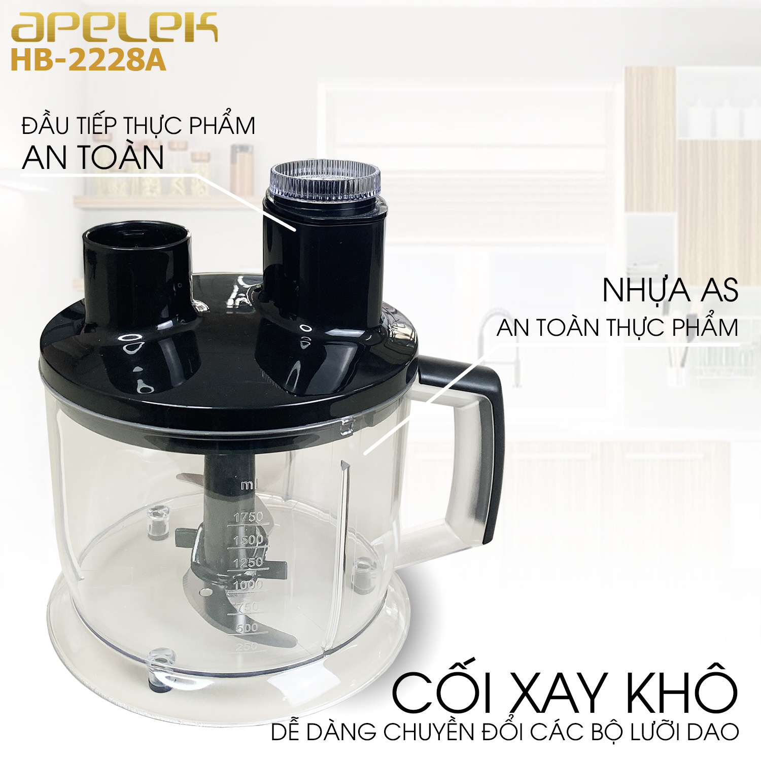 Máy xay cầm tay đa năng APELEK HB-2228A_Hàng Chính Hãng