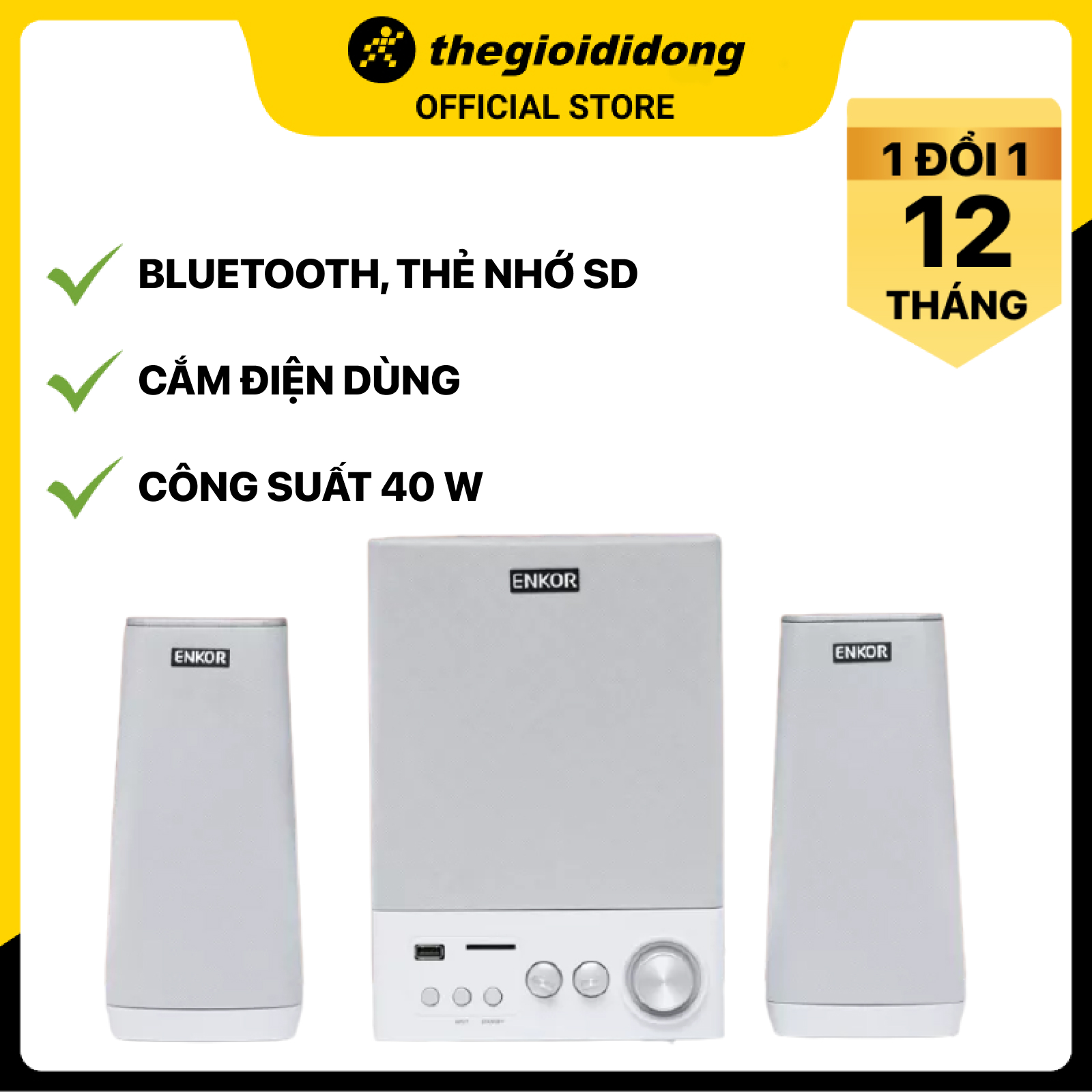 Loa vi tính 2.1 Enkor E900 Bạc - Hàng chính hãng