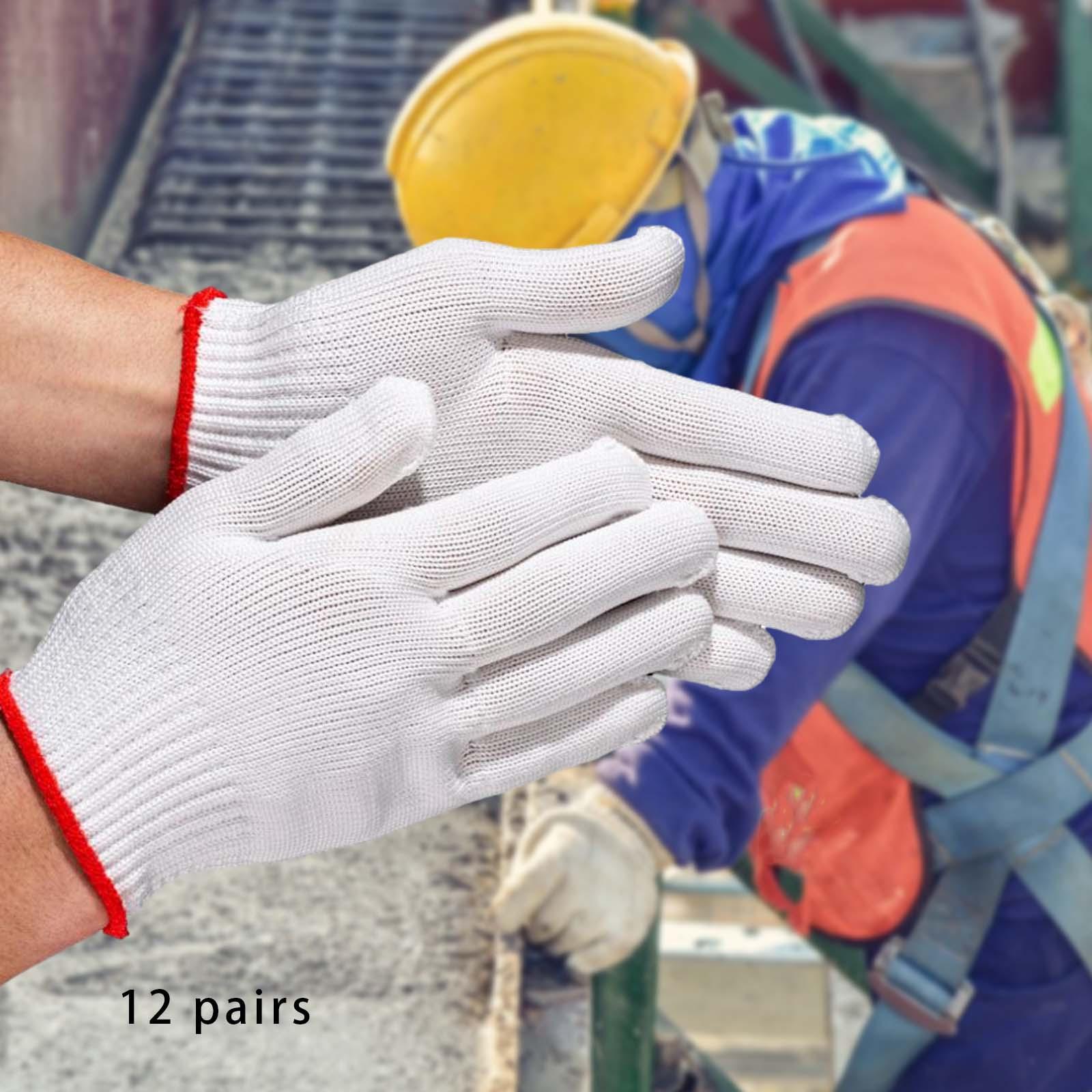 12 Pairs Work Gloves Labor Protection Gloves Safety Protection Hand Working Gloves Knitted Cut Repair Gloves for Men Women Utility Gardening