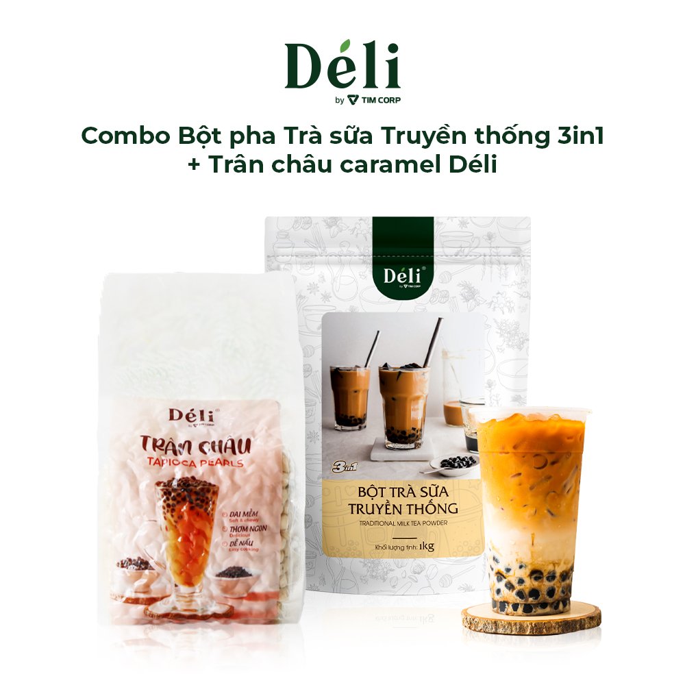Combo trà sữa truyền thống 3in1 + trân châu caramel 5 phút Có ngay 1 ly trà sữa
