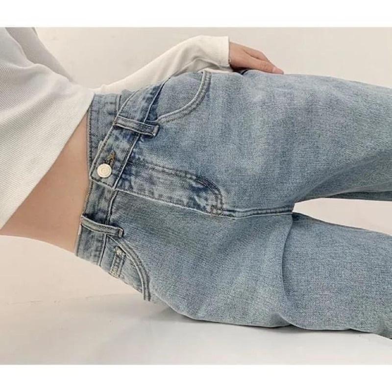 Quần jeans cạp cao ống suông cho nữ - Hack đang, có 2 kiểu cạp quần