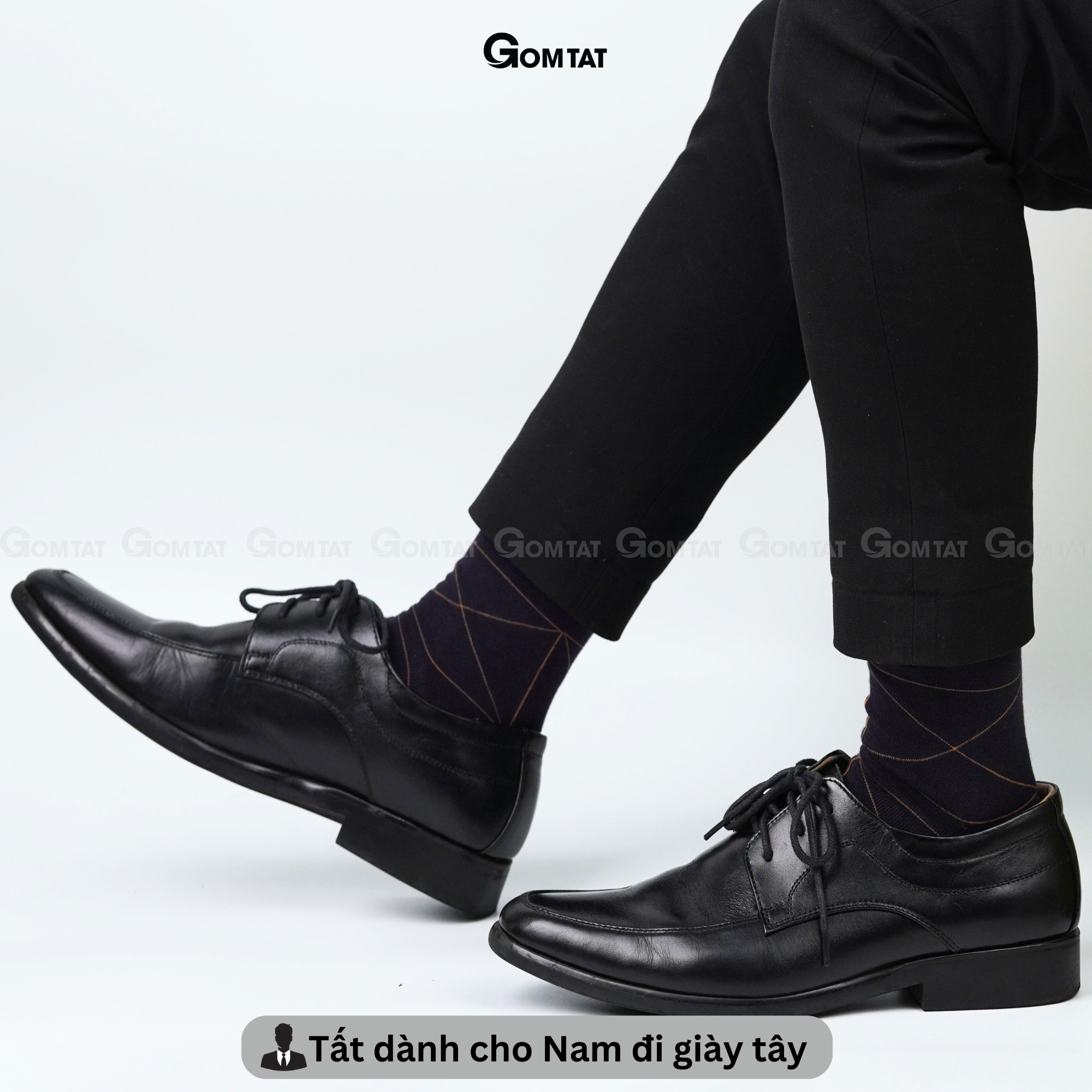 Hộp 4 đôi tất vớ nam đi giày tây công sở cổ cao GOMTAT mẫu MIX06, chất liệu cotton cao cấp thoáng khí - GOM-MIX06-CB4