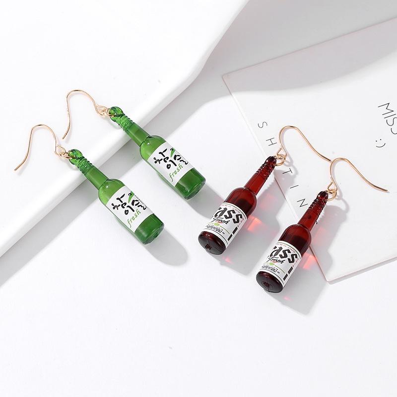 Khuyên tai chai rượu sochu độc đáo - Bông tai hình chai rượu mini đáng yêu  Duashop