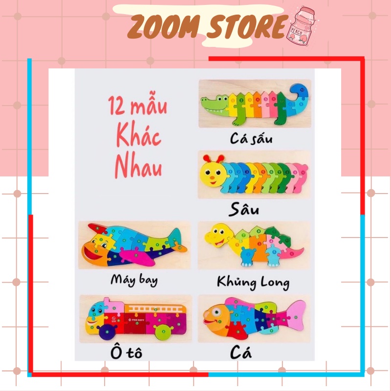 Đồ chơi gỗ trí tuệ tranh ghép nối 10 số ghép chất lượng cho bé ZoomStore