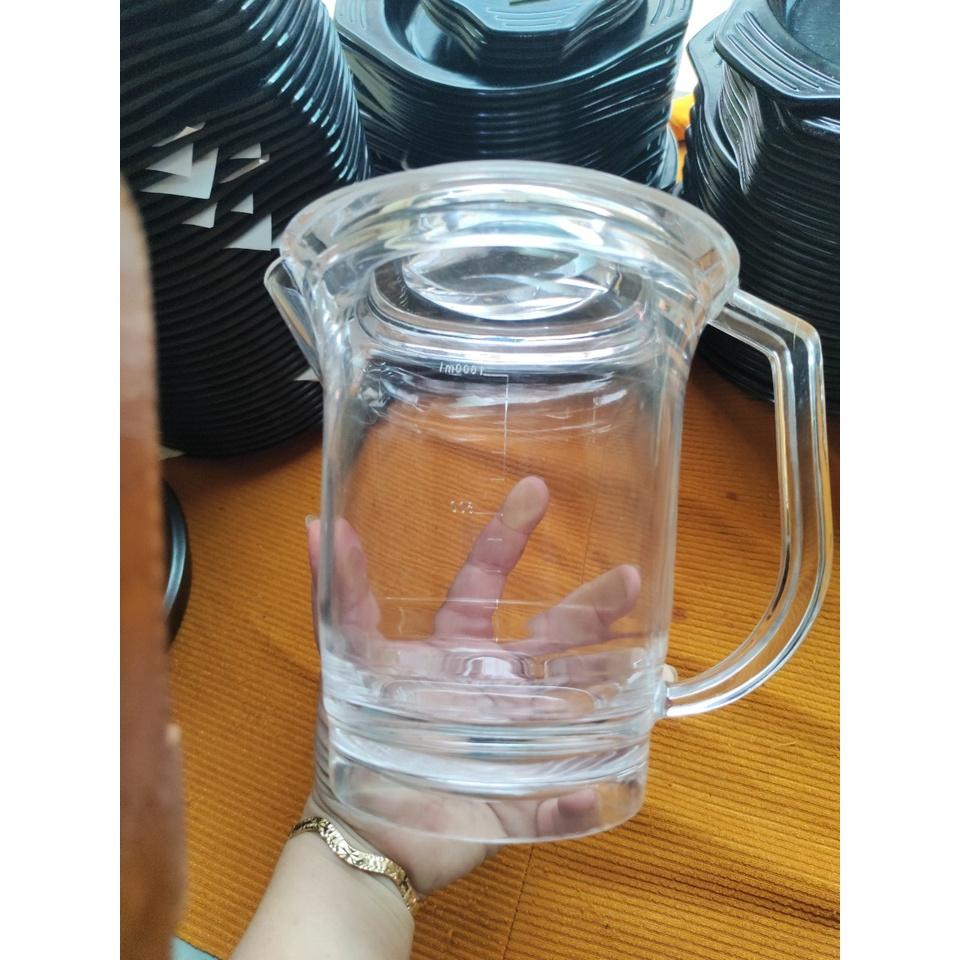 Bộ 5 bình/ca nhựa trong acrylic đựng nước mắm gia vị hoặc trà đá 1/1,5 lít rất dầy có vạch ml chia trên bình