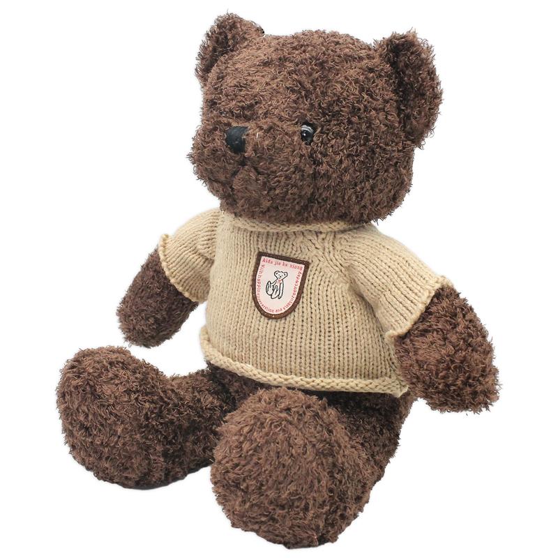 Thú Bông Gấu Teddy Nâu Đậm 40 cm - ZooZoo 40240 - Mặc Áo Len Logo